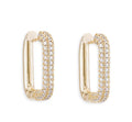Aqua Pave Squared Oval Hoop Earrings - Exclusive