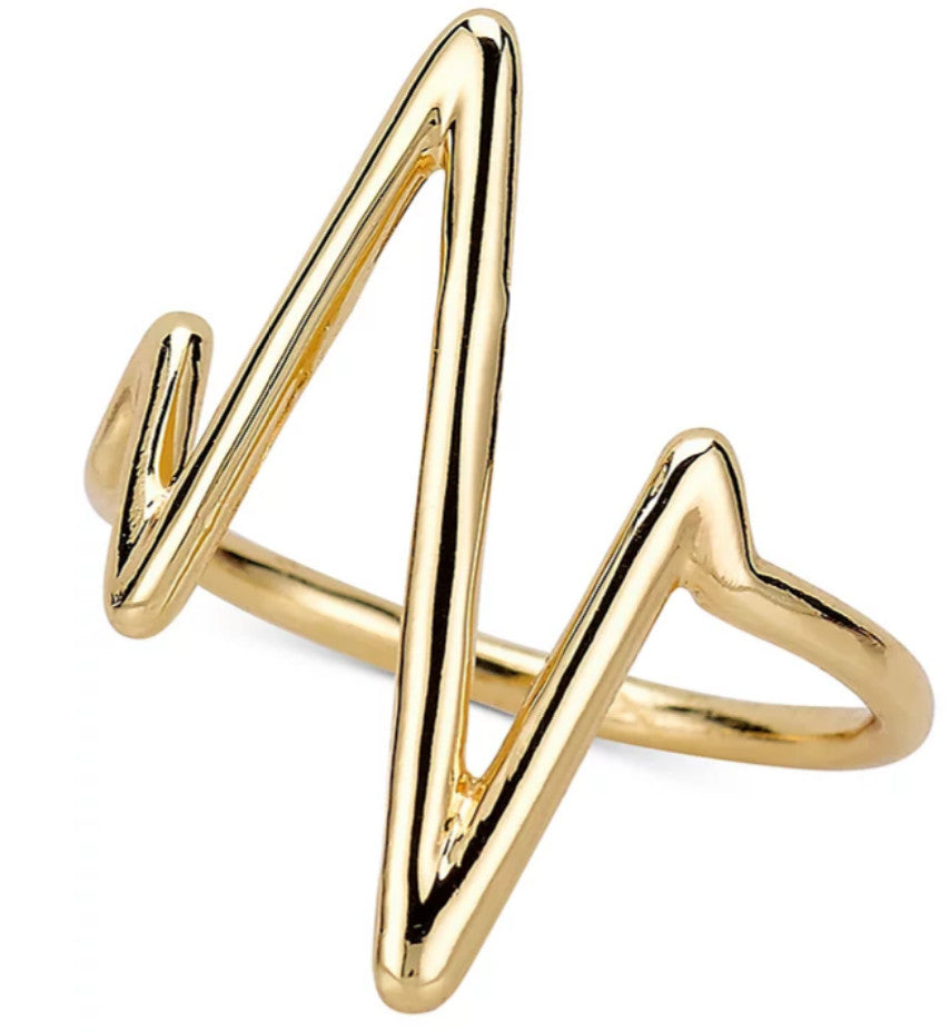 Heartbeat Ring in Sterling Silver or 14K Gold-Plated Sterling Silver - Gold Over