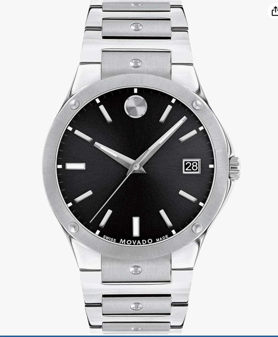 Movado SE Men's Watch Swiss Quartz Movement Stainless Steel Link Bracelet No Box
