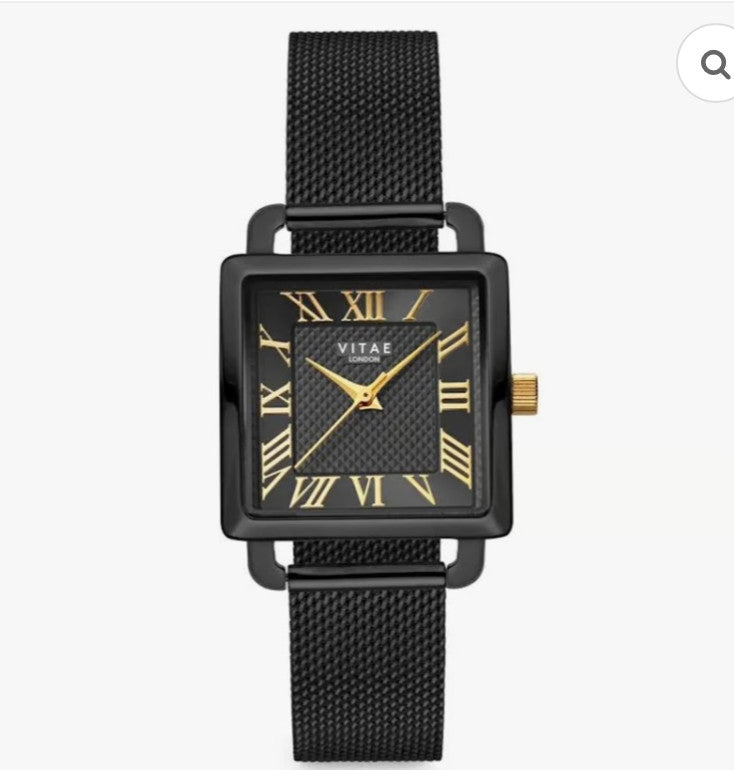 Vitae London Women's Ilesha Black-Tone Stainless Steel Mesh Bracelet Watch 25mm
