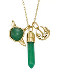 Fossil Star Wars Green Aventurine Yoda Cluster Necklace - Gold Tone