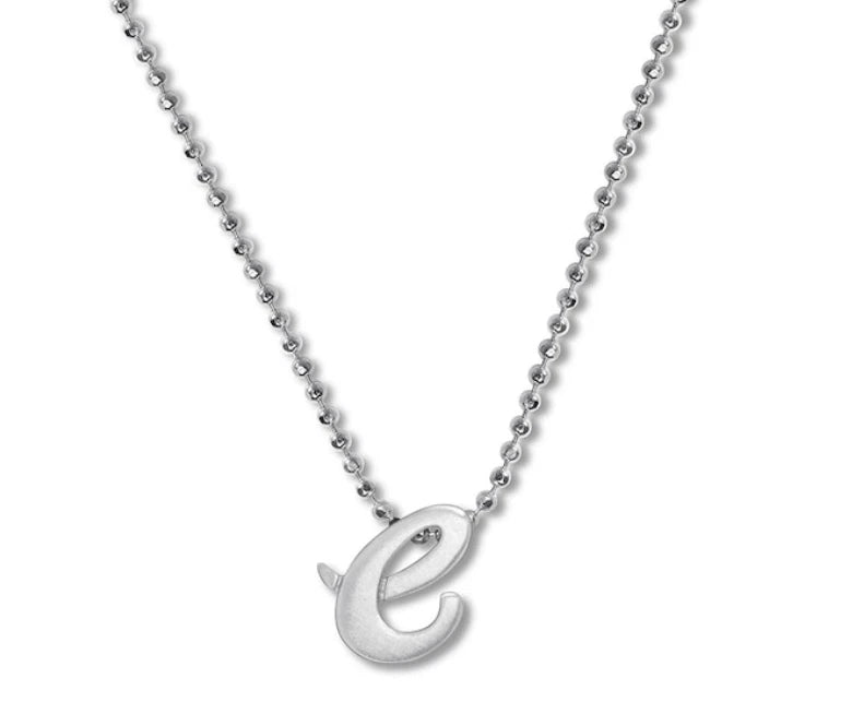 Alex Woo Lowercase Initial 16" Pendant Necklace in Sterling Silver - E