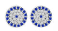 Marc & Marcella Diamond & Synthetic Sapphire Circle Stud Earring Sterling Silver