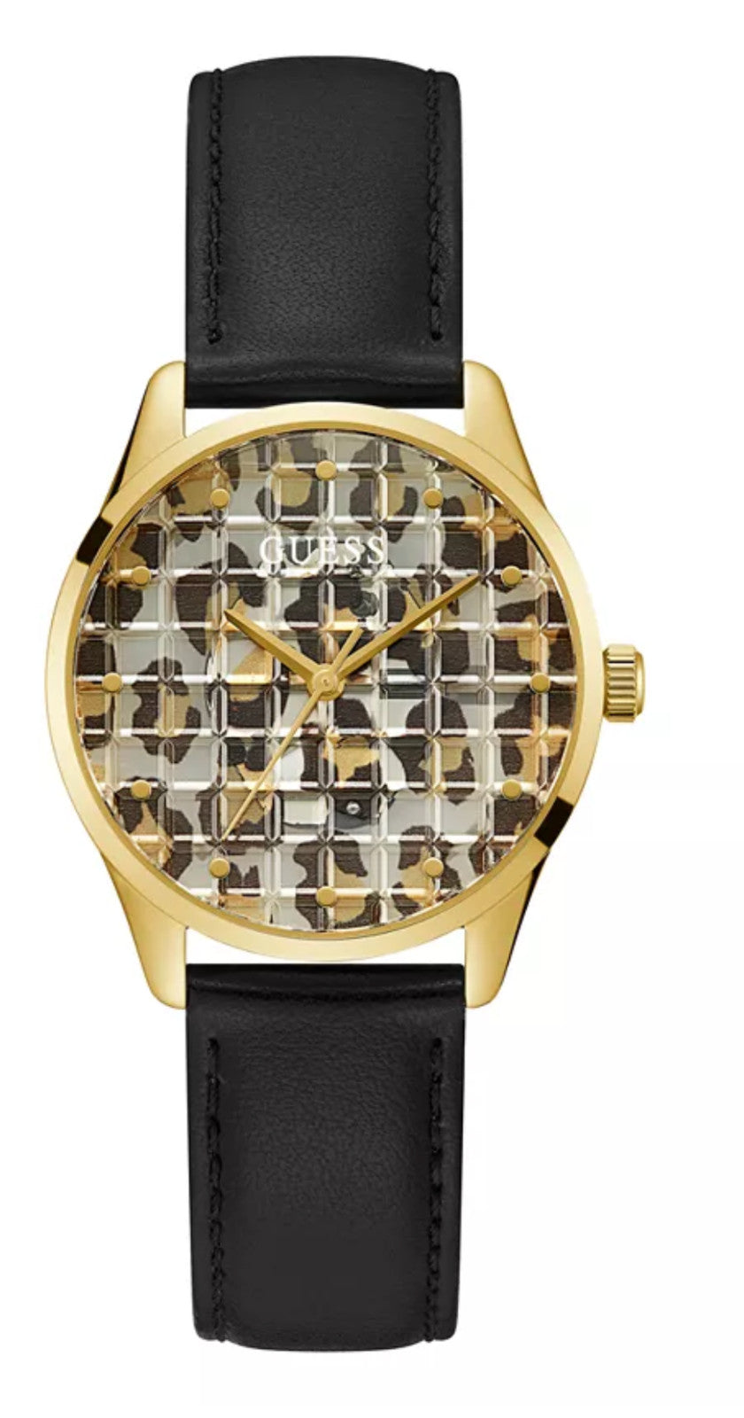 Guess Women's Black Genuine Leather Strap Watch 36mm No Box