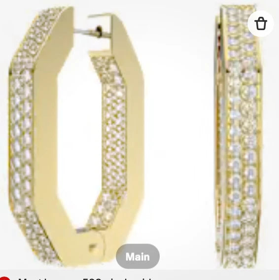 Swarovski Gold-Tone Crystal Large Octagon Hoop Earrings - Gold