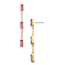 Aqua Three Stone Linear Drop Earrings