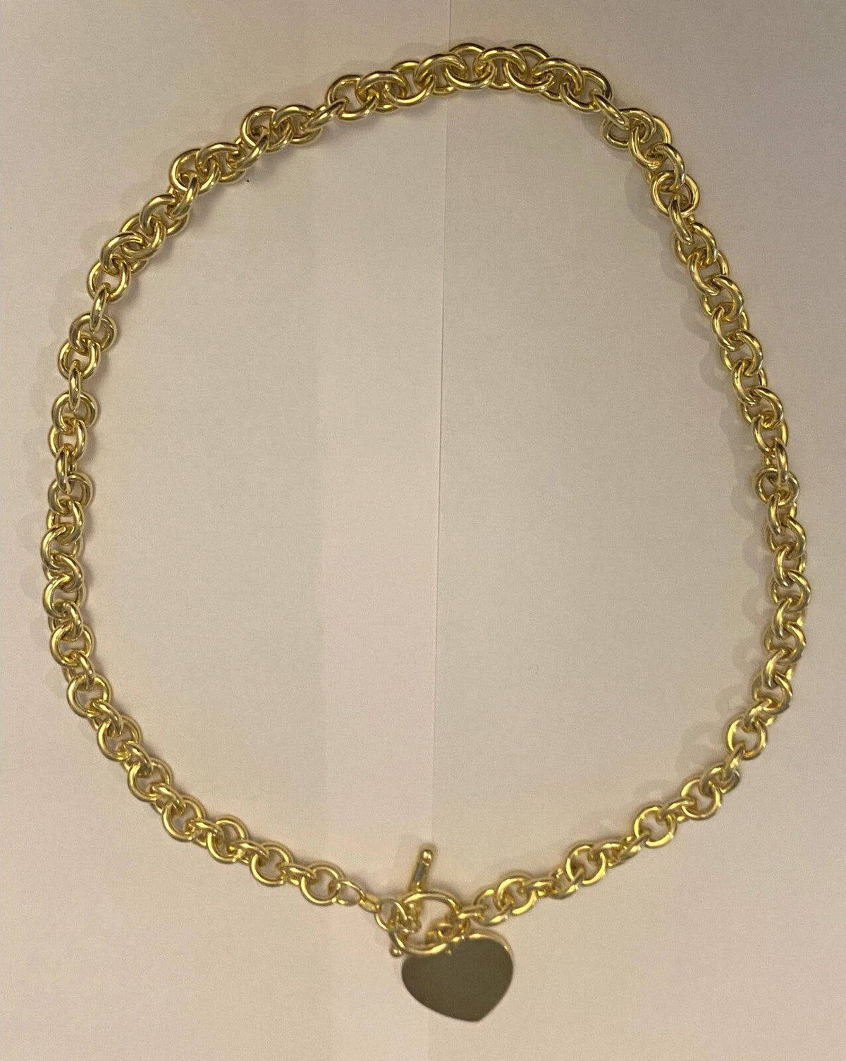 Danecraft Round Links Chain Necklace Heart Goldtone