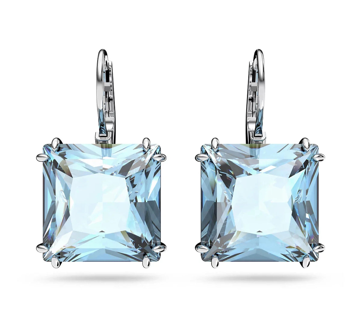Swarovski Millenia Green Square Crystal Drop Earrings in Gold Tone