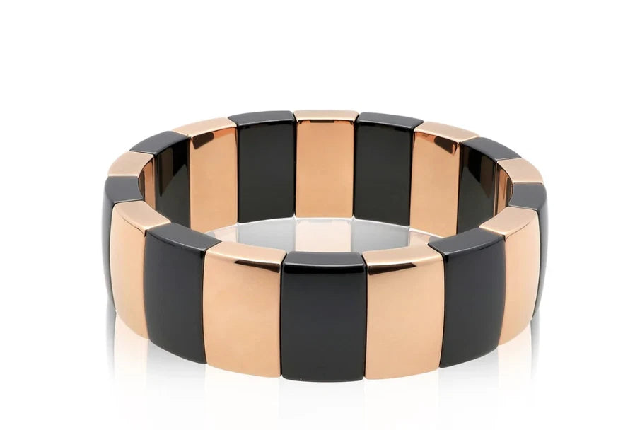 Roberto Demeglio Single Row Rectangle Aura Bracelet Rose Gold Ceramic