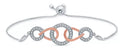 Diamond Interlocking Link Bolo Bracelet Sterling Silver