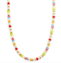 Aqua Multicolor Bead Collar Necklace in 14K Gold Plated, 16-18 - Exclusive