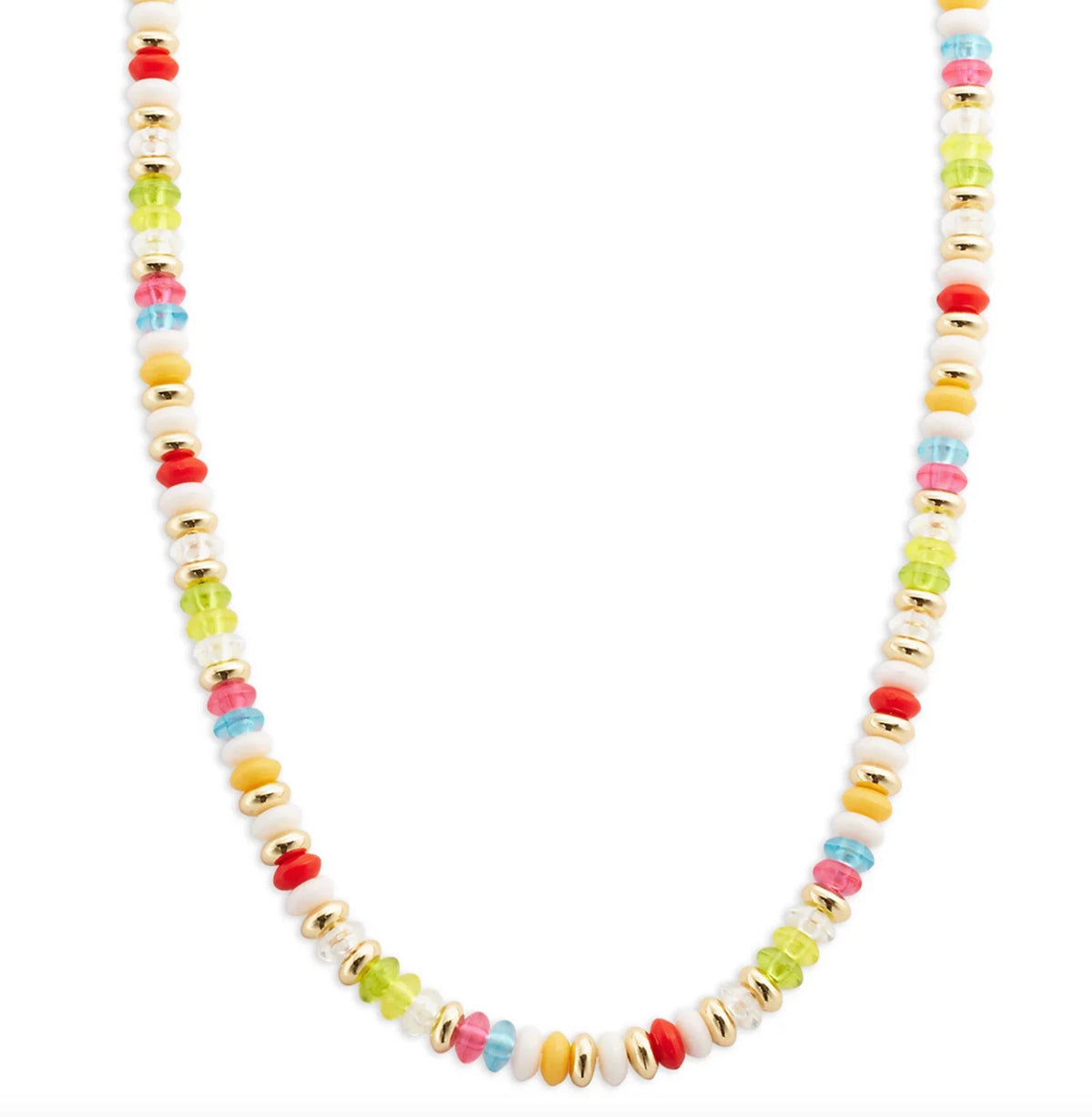 Aqua Multicolor Bead Collar Necklace in 14K Gold Plated, 16-18 - Exclusive