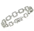 CZ Square-Link Tennis Bracelet in Sterling Silver