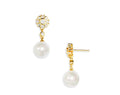 Aqua Flower Imitation Pearl Earrings - Exclusive