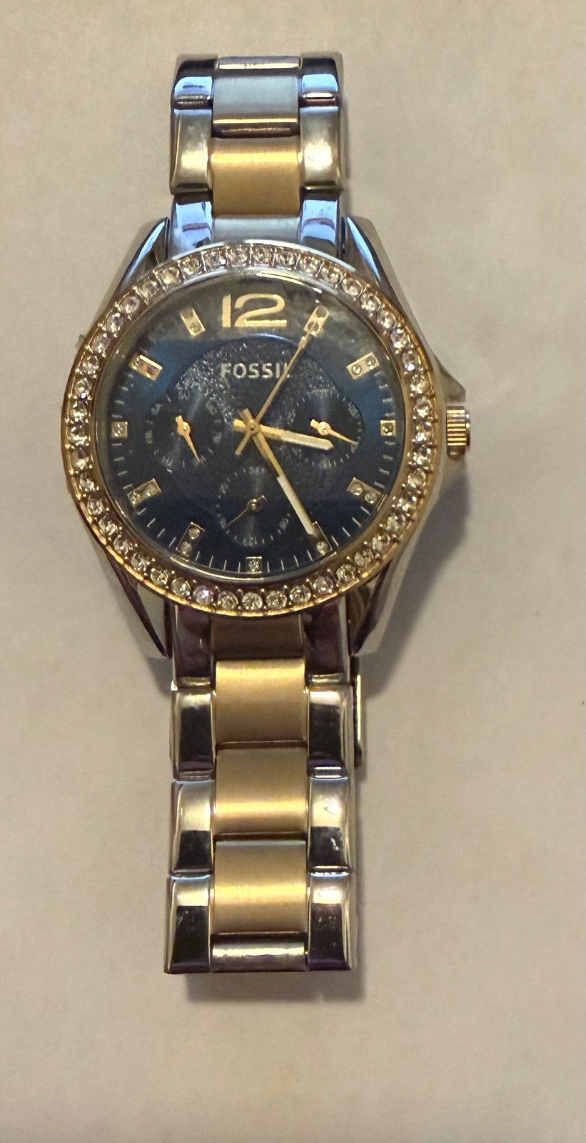 FOSSIL ANALOG WOMEN'S WATCH GOLD PLATED METAL BRACELET - ES4734 No Box