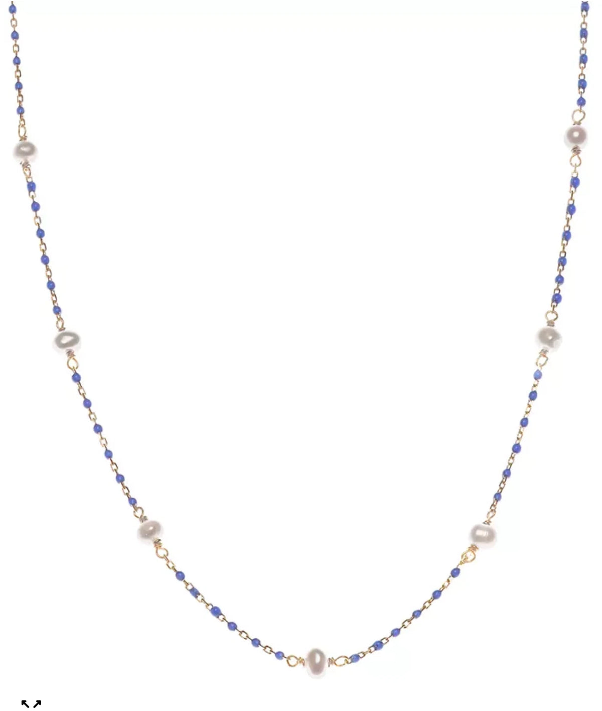 Cultured Freshwater Pearl (4mm) & Enamel Bead Collar Necklace in 18k Gold-Plated