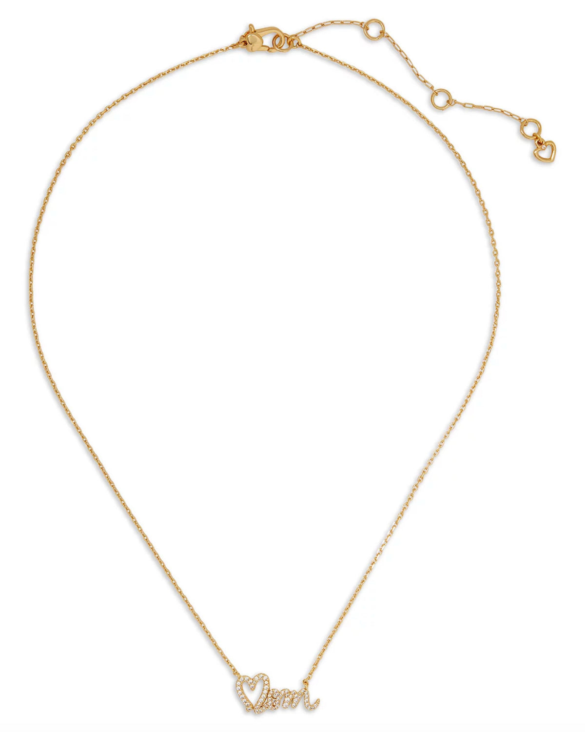 Kate Spade New York Love You, Mom Pendant Necklace (Clear/Gold) Necklace