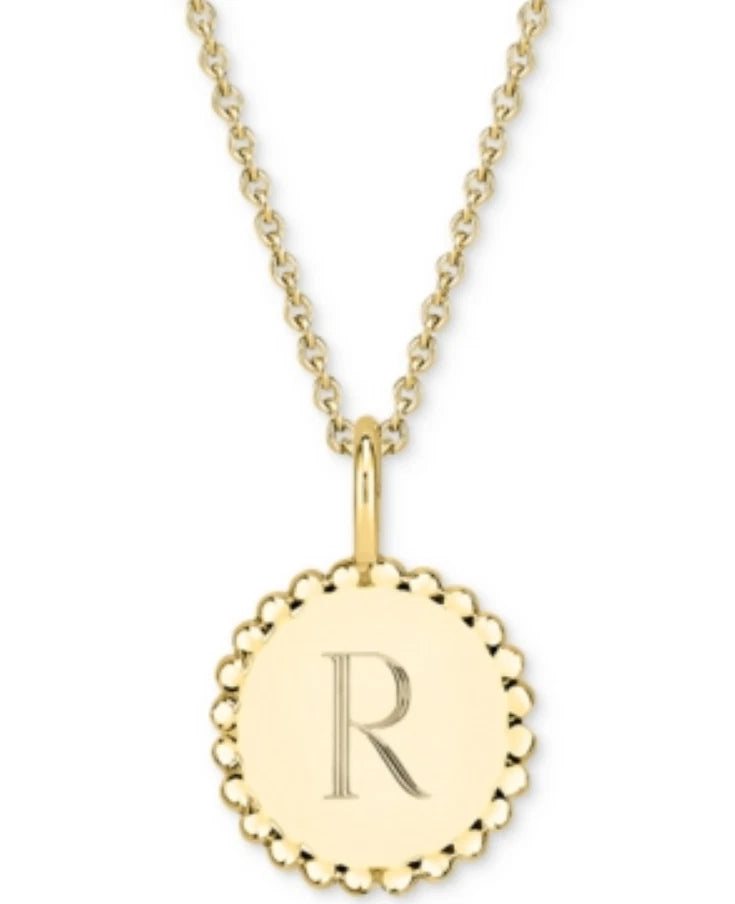 Initial Medallion Pendant Necklace in 14k Gold-Plated Sterling Silver, 18" - R