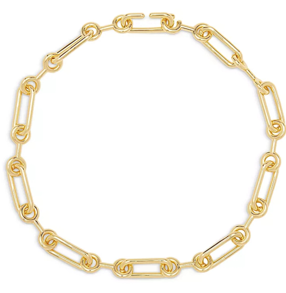 Aqua Lacey Chain Collar Necklace in 18K Gold Plated Sterling Silver, 16 - 100% E