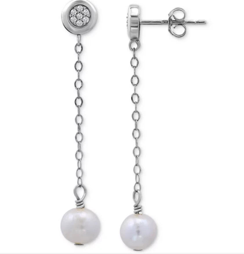 Giani Bernini Pearl Cubic Zirconia Chain Drop Earrings