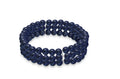 Aqua Gemstone Beaded Triple Row Stretch Bracelet - Exclusive