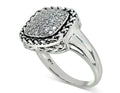Cubic Zirconia Rope-Framed Statement Ring in Sterling Silver - Sterling Silver
