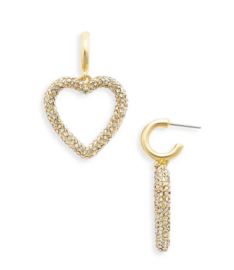 Aqua Pave Open Heart Drop Earrings