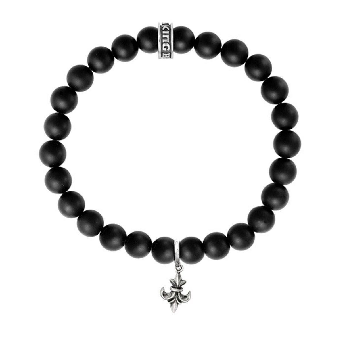 Onyx Bead Bracelet Fleur De Lis