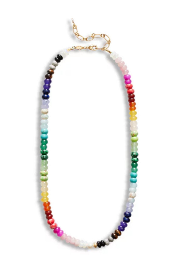 Modern Turquoise 18K Gold-Plated Necklace with Semi-Precious Stone