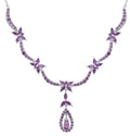 Amethyst Butterfly Teardrop Pendant Necklace 4.5ct