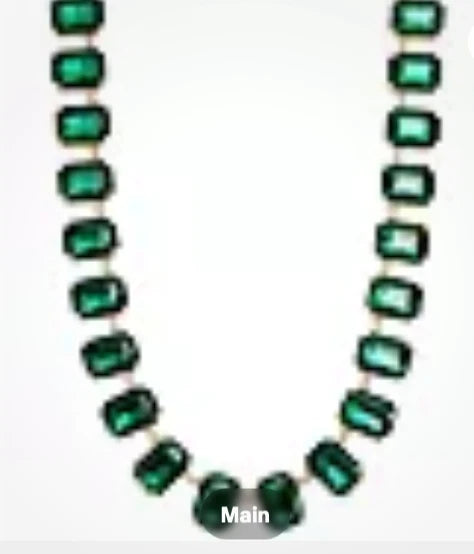 Aqua X Wicked Green Stone Statement Necklace 14K Gold Plated 16-18 - Exclusive