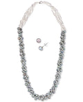 Cultured Freshwater Pearl Necklace 4mm & Earrings 6mm Set Sterling Silver