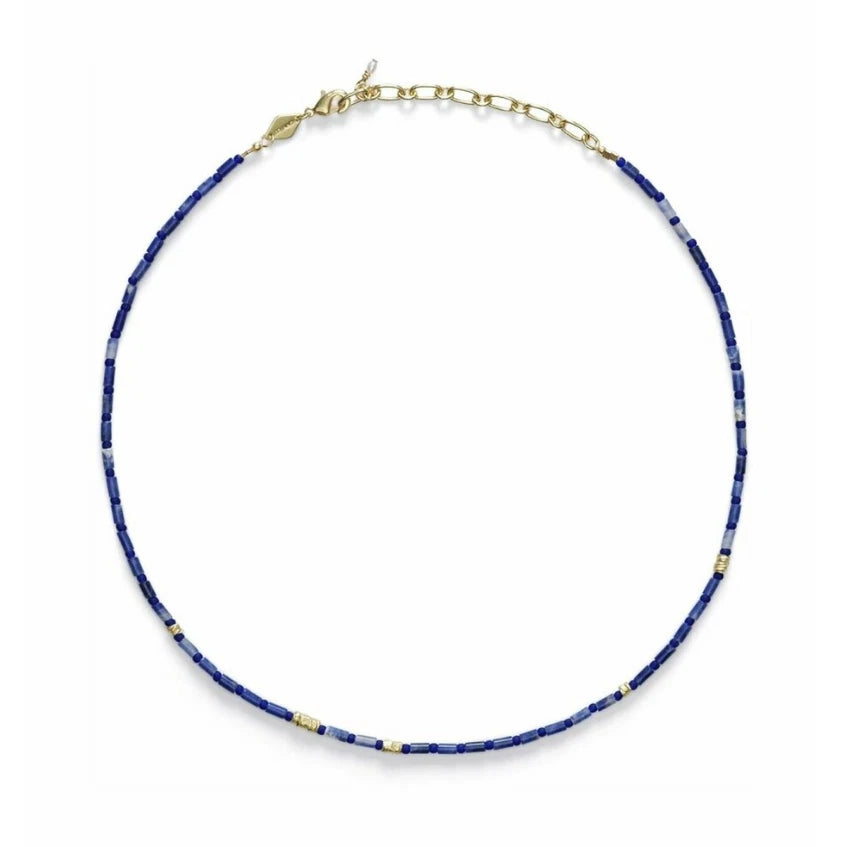 Anni Lu Azzurrro Beaded Necklace in 18K Gold Plated, 14.5