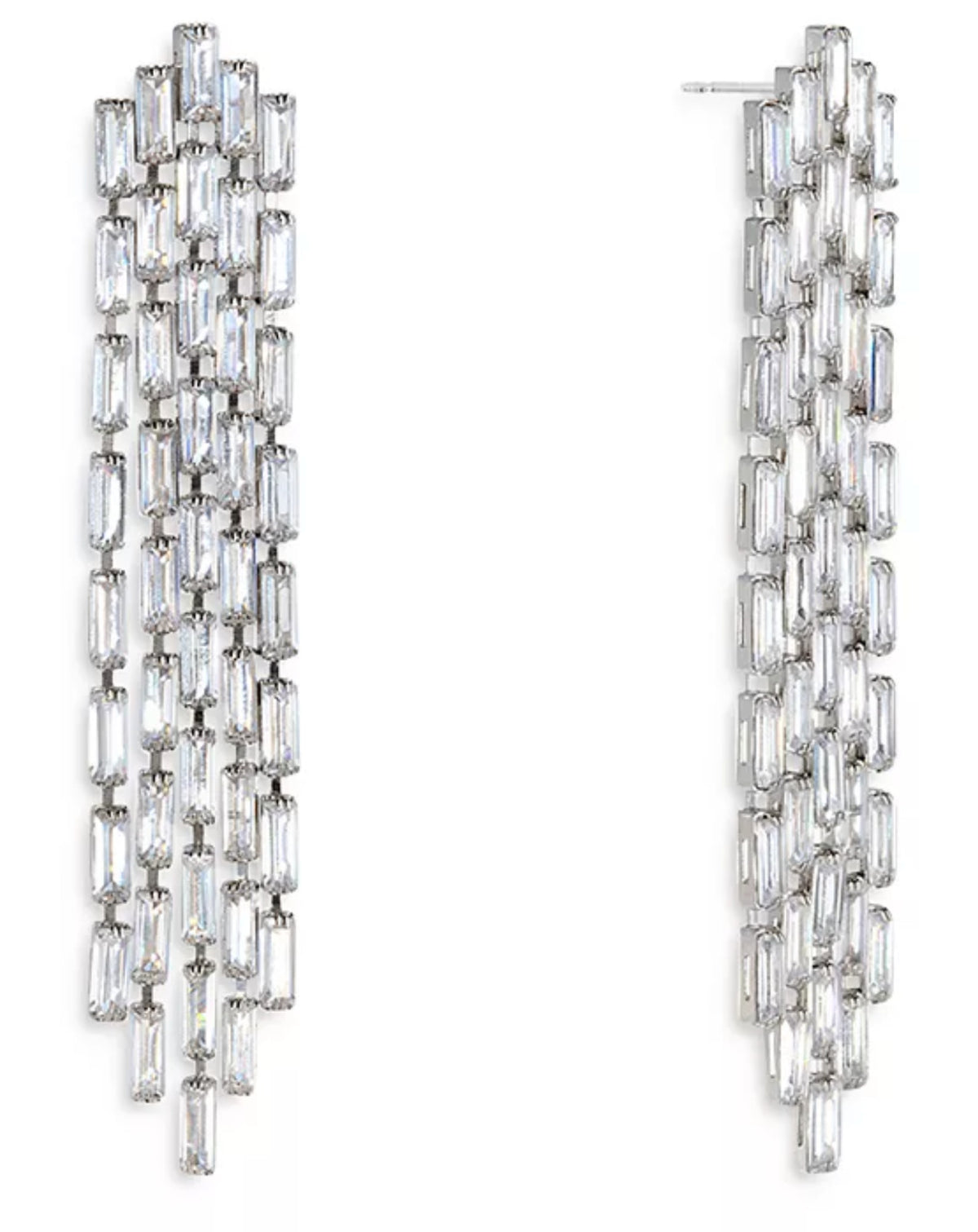 Aqua Baguette Fringe Drop Earrings - Exclusive