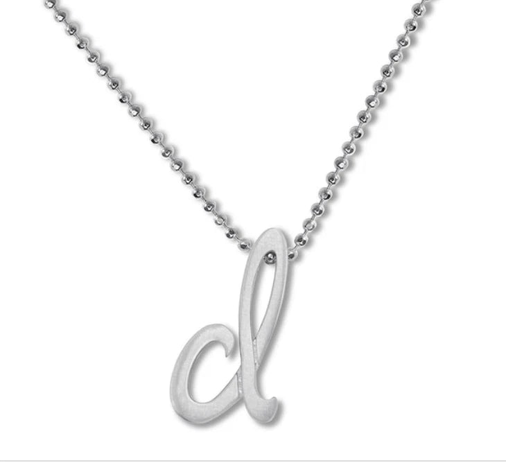 Alex Woo Lowercase Initial 16" Pendant Necklace Sterling Silver, D