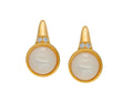 Mother of Pearl and Cubic Zirconia Round Leverback Earrings - Gold