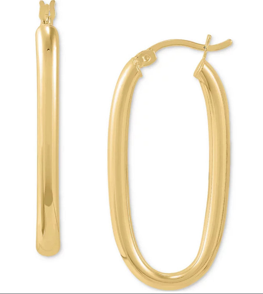 Giani Bernini Oval Medium Tube Hoop Earrings 35mm 18K Gold Over Sterling Silver