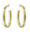 Aqua Two Tone Double Hoop Earrings in 18K Gold Plated Sterling Silver - Exclusiv