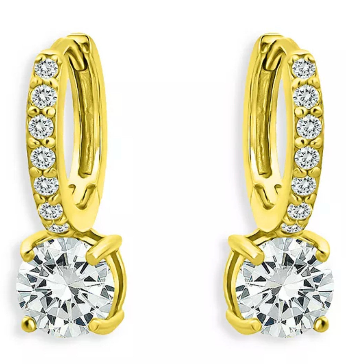 Aqua Cubic Zirconia Huggie Hoop Earrings - Exclusive