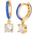 Giani Bernini Blue CZ & Blue Enamel Dangle Hoop Earrings 18K Gold Plated