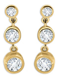 Aqua Cubic Zirconia 3 Stone Drop Earrings in 18K Gold Plated Sterling Silver