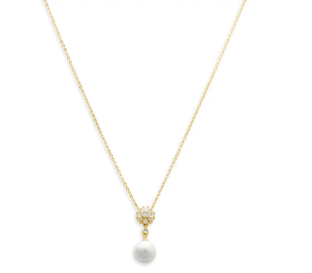 Aqua Flower Imitation Pearl Necklace, 16-18 - Exclusive