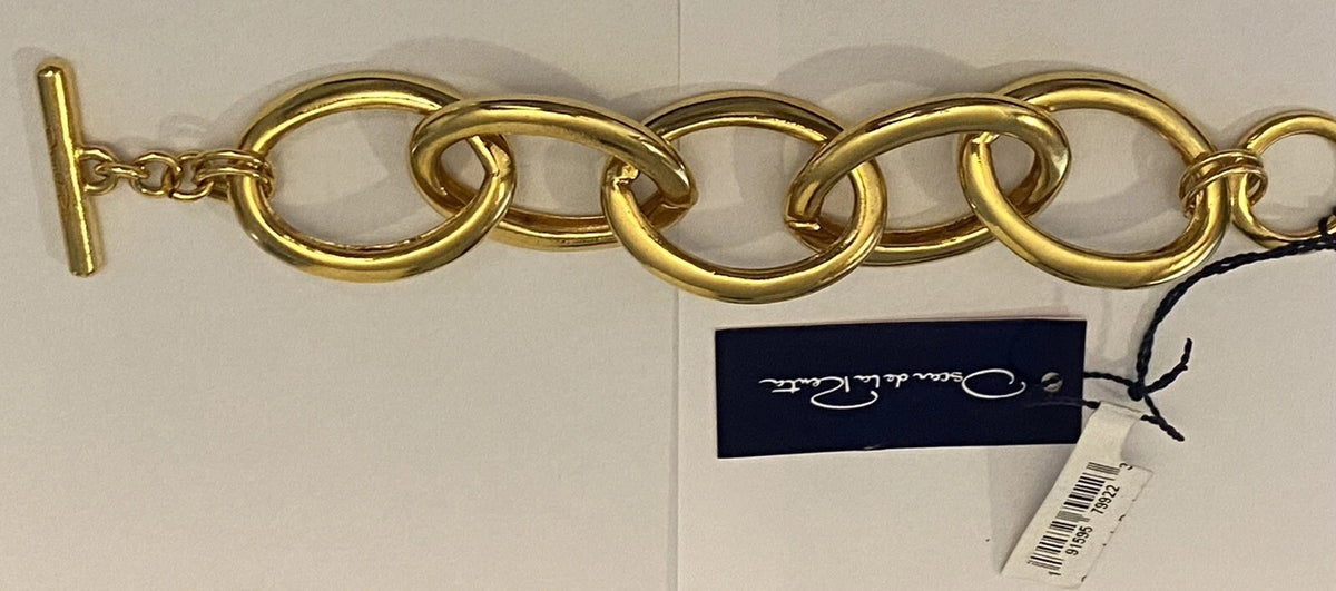Oscar De La Renta XL Link Goldtone Oval Chain Bracelet 7" $350