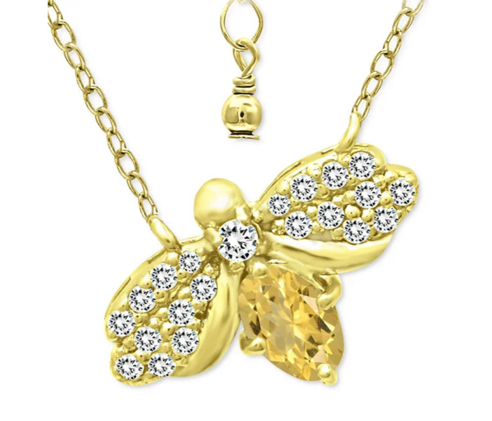 Giani Bernini CZ Bee Pendant Necklace 18K Gold-Plated Sterling Silver