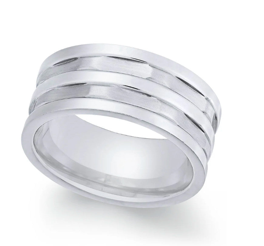 Men's Stainless Steel Multi-Row Cut Band Size #10.5