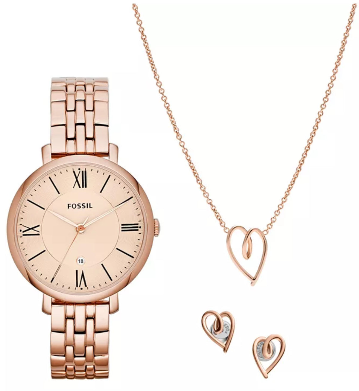 Fossil Women's Jacqueline Rose Gold-Tone Stainless Steel Bracelet Watch