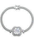 Tiara Cubic Zirconia Center Stone Mesh Bracelet in Sterling Silver $285