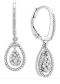 Diamond Teardrop Orbital Drop Earrings Sterling Silver