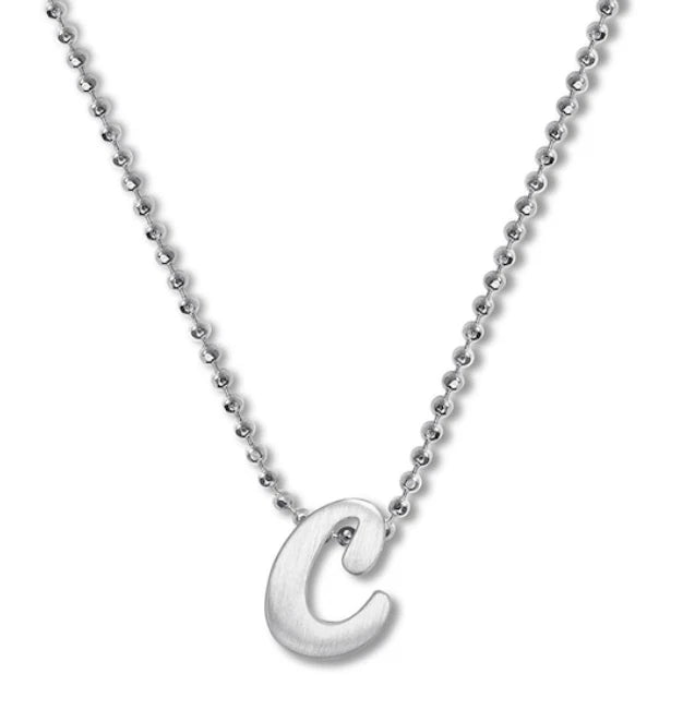 Alex Woo Lowercase Initial 16" Pendant Necklace Sterling Silver, C