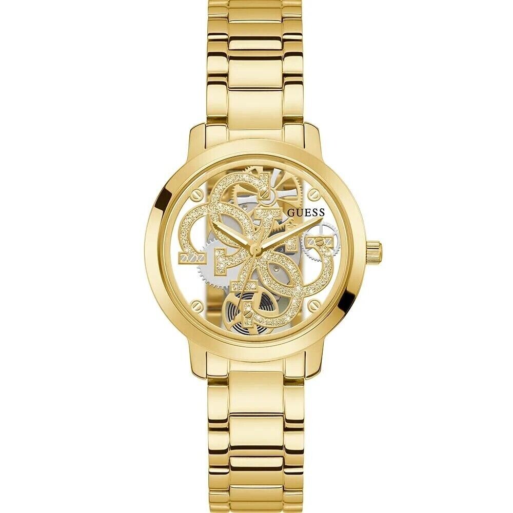 Guess Women's Trend Clear 36mm Quattro G Cleat Gold-Tone Watch GW0300L2